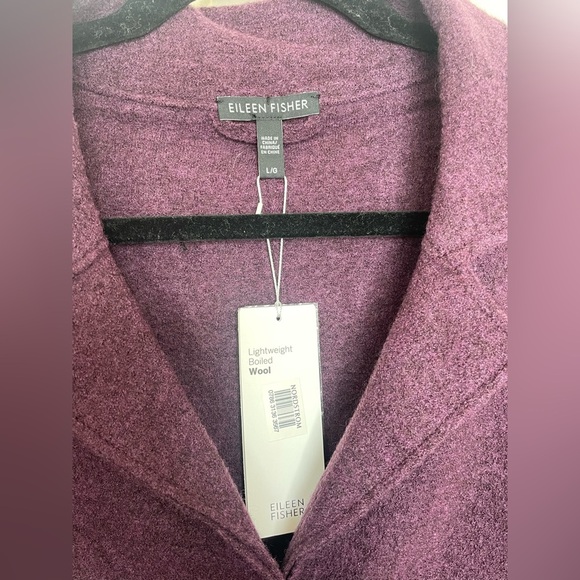 Eileen Fisher plum lightweight boiled wool notch collar jacket | L - Picture 6 of 14